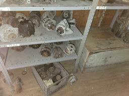 Used alternators, starters, shelf contents