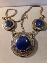 Tribal Lapis Lazuli statement necklace