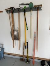 Yard tools, sledge hammers, brooms, misc