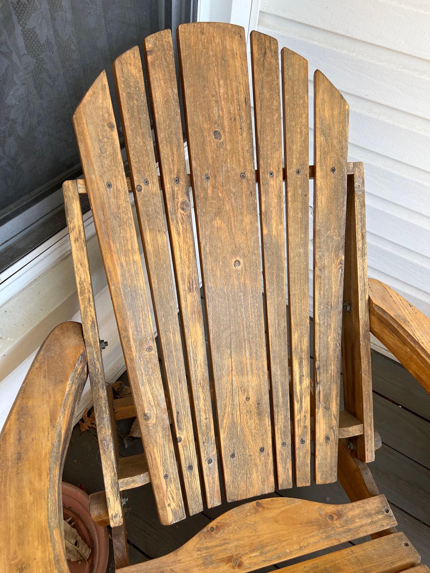 (2) Wood Adirondack Chairs, Planter