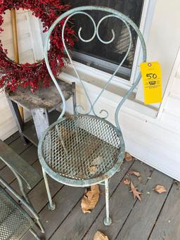 Metal Patio Glider, Patio Chair, End Tables, Galvanized Water Can