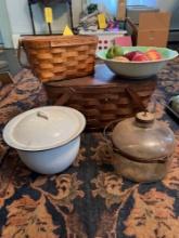 Picnic Basket, Graniteware, Decorative Bowl