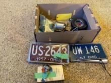 Vintage License Plates - Handcuffs - 40?s VW Ignition w/ Key