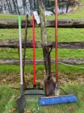 Assorted Lot Of Lawn Tools And Pick Axe