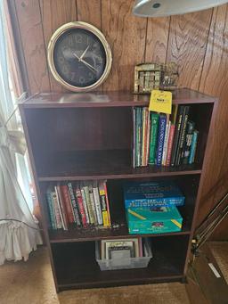 Bookcase with Books, Decor, Picture Frames and Floor Lamp