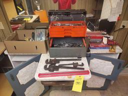 Toolbox & Contents, Pipe Wrenches, Box of Tools, & more