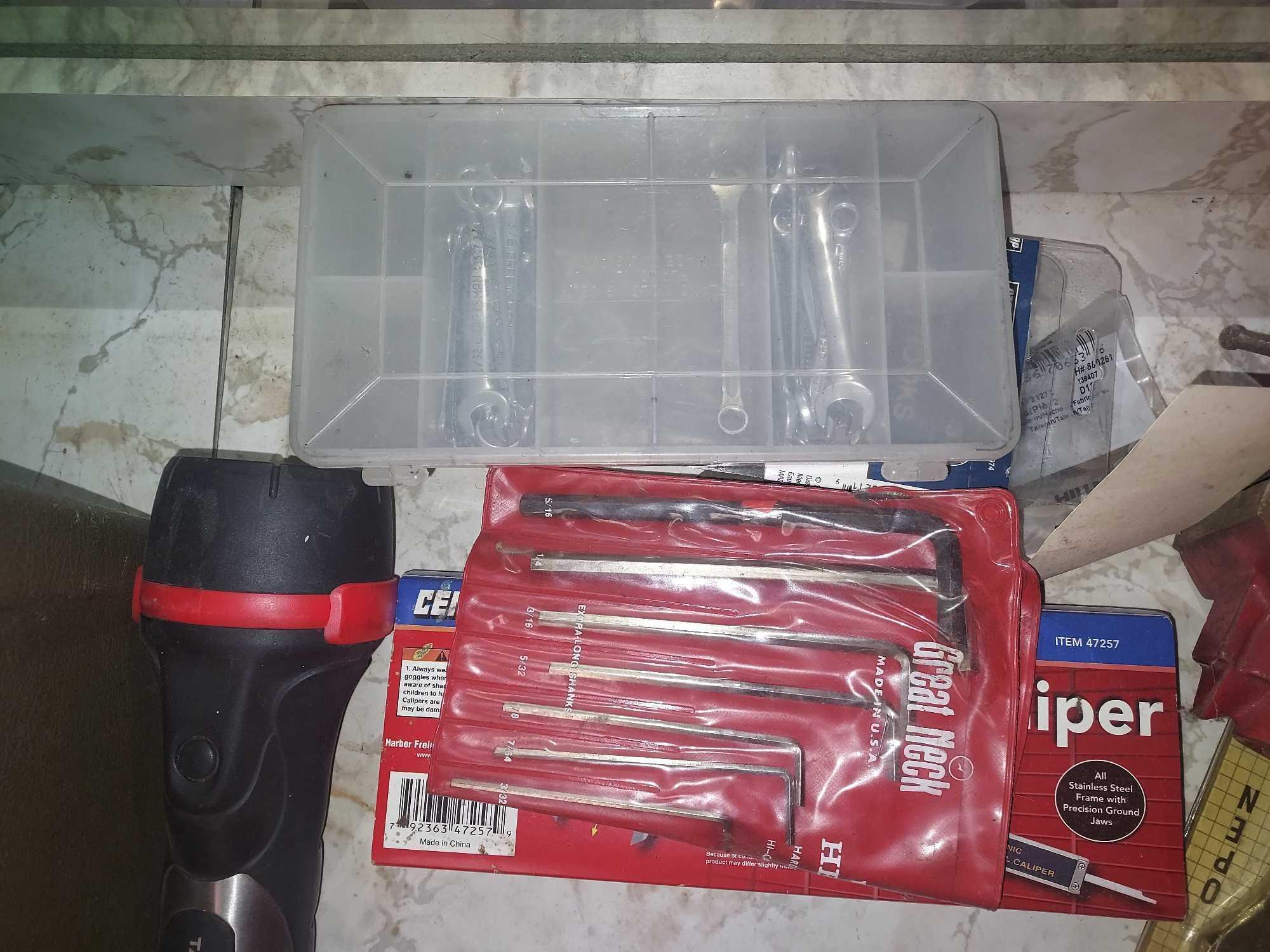 Toolbox & Contents, Pipe Wrenches, Box of Tools, & more