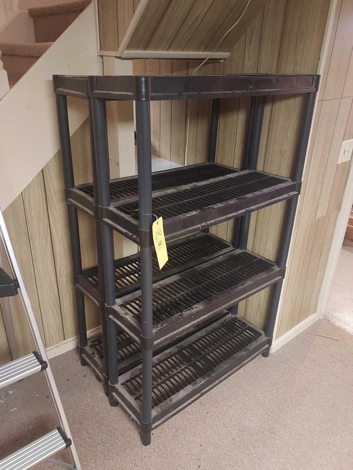 (2) 5 Foot Plastic Shelving Units