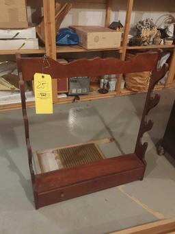 Gun Rack, Wooden Toolbox, & Vintage Washboard