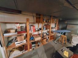 Contents of Basement Shelving - Jars, Decor, Appliances, Ironing Board, Extension Cords, Lights, &