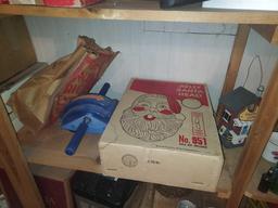 Contents of Basement Shelving - Jars, Decor, Appliances, Ironing Board, Extension Cords, Lights, &