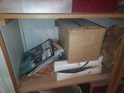 Contents of Basement Shelving - Jars, Decor, Appliances, Ironing Board, Extension Cords, Lights, &