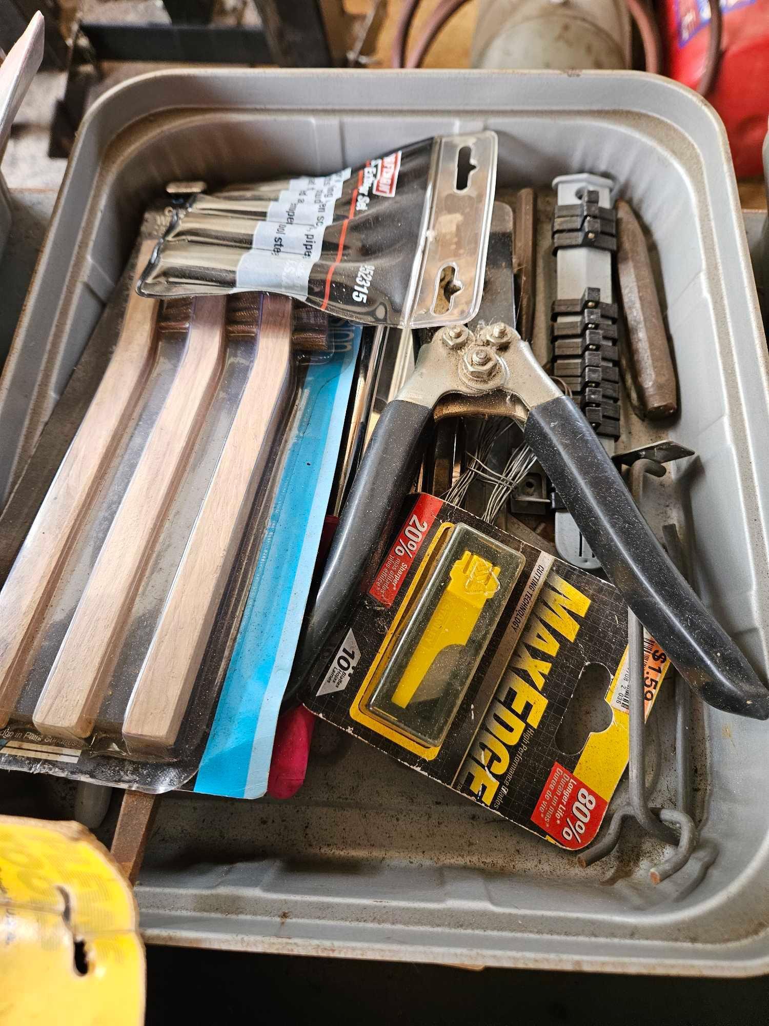 6 Metal Trays of Hardware, Wrenches, & Small Tools