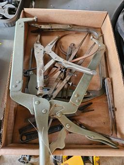 Box of Clamps & Precision Measuring Tools