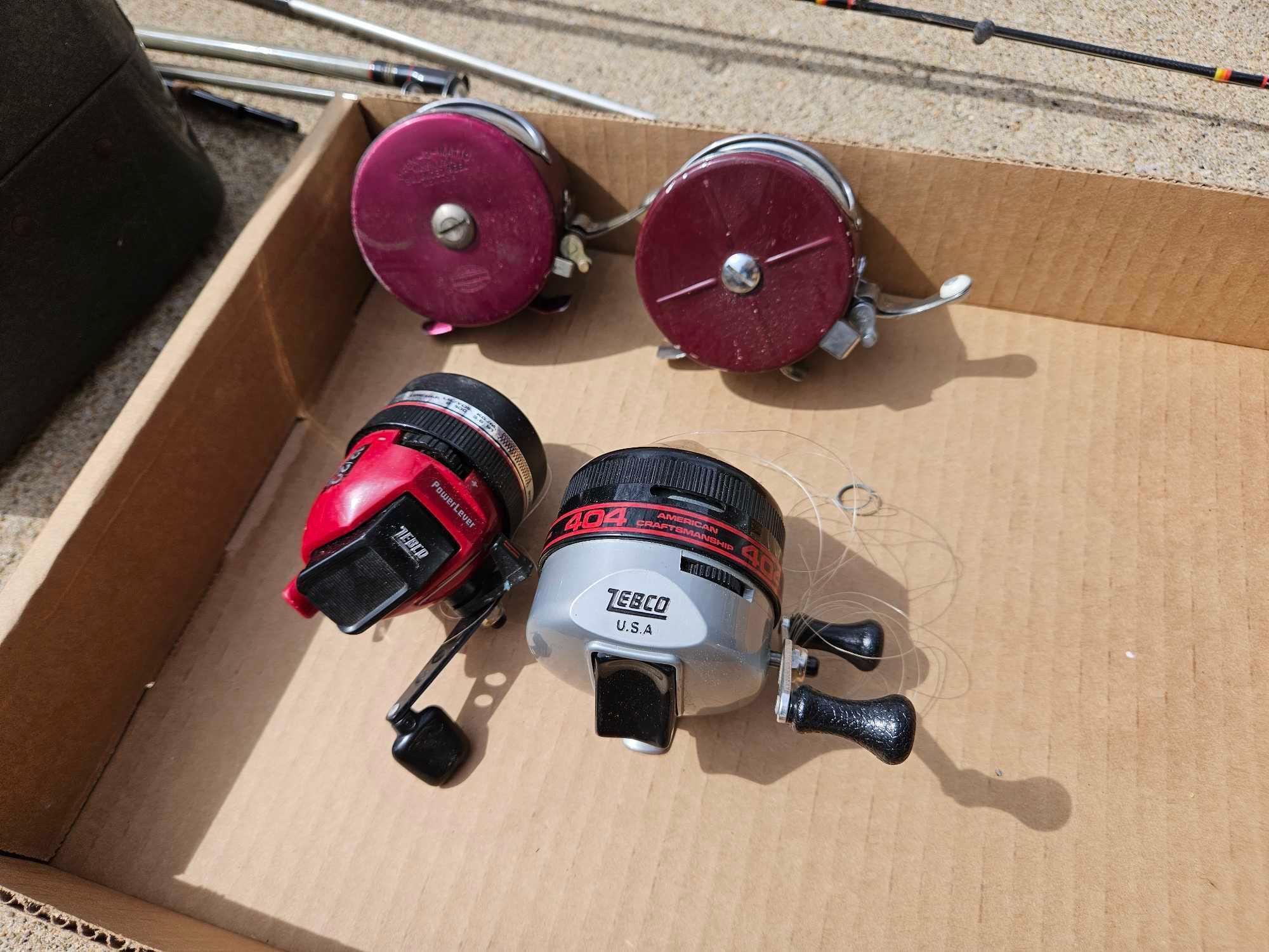 Fishing Poles, Tacklebox, Reels, Boat Anchor and Fishing Gear