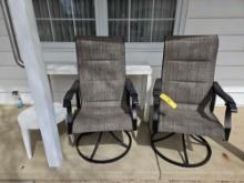 Pair of Outdoor Chairs, Plastic Table and Wooden Table