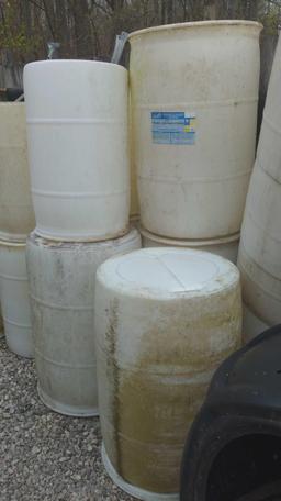 Large Lot of Plastic Barrels and composting drum