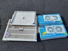 2 Holmes Twin Window Fans & Return Filter Grille Assortment