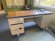 Metal Desk and Office Supplies