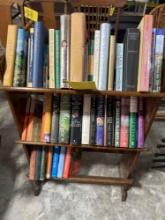 bookshelf with hardback books