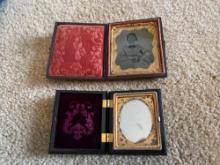 (2) Vintage Tin Type Pictures in Cases