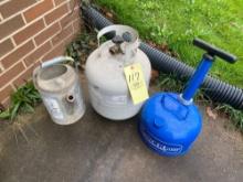 propane tank - vacuum pump - water can