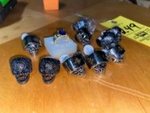 10 steel skull rings - 1 ring marked 10KT