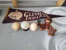 Cleveland Indians Chief Wahoo Pennet, Baseballs, Rubber