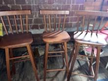 (3) Wooden Bar Stools