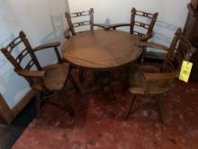 Vintage Oak Tavern Table and (4) Chairs with Carved Horse Heads