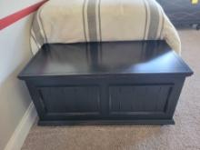 Triumph Furniture distressed black finish lift top storage bench