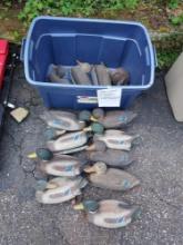 Tub of Mallard Decoys - 6 Drakes, 6 Hens, 2 Feeders