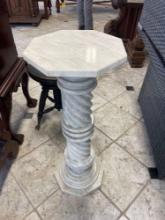 White Marble Pedestal Plant Stand