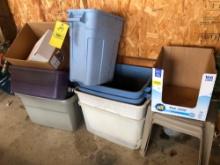 bins and plastic patio tables