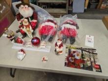 Assorted Christmas Decor inc. Coca Cola Santas, Plush Santas and Ornaments