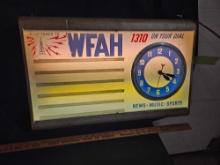 Lighted WFAH 1310 Radio Clock Sign