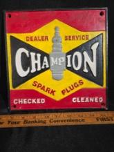 Champion Spark Plugs Cast Iron Sign Stamped Ohio 1910
