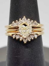 14k yellow gold 1/2 carat heart shaped diamond ring, size 5
