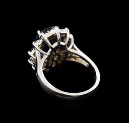 4.70 ctw Tanzanite, Sapphire and Diamond Ring - 14KT White Gold