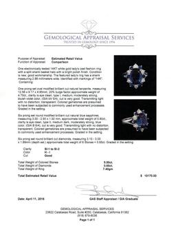 4.70 ctw Tanzanite, Sapphire and Diamond Ring - 14KT White Gold