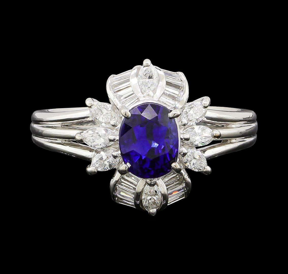 1.28 ctw Sapphire and Diamond Ring - Platinum