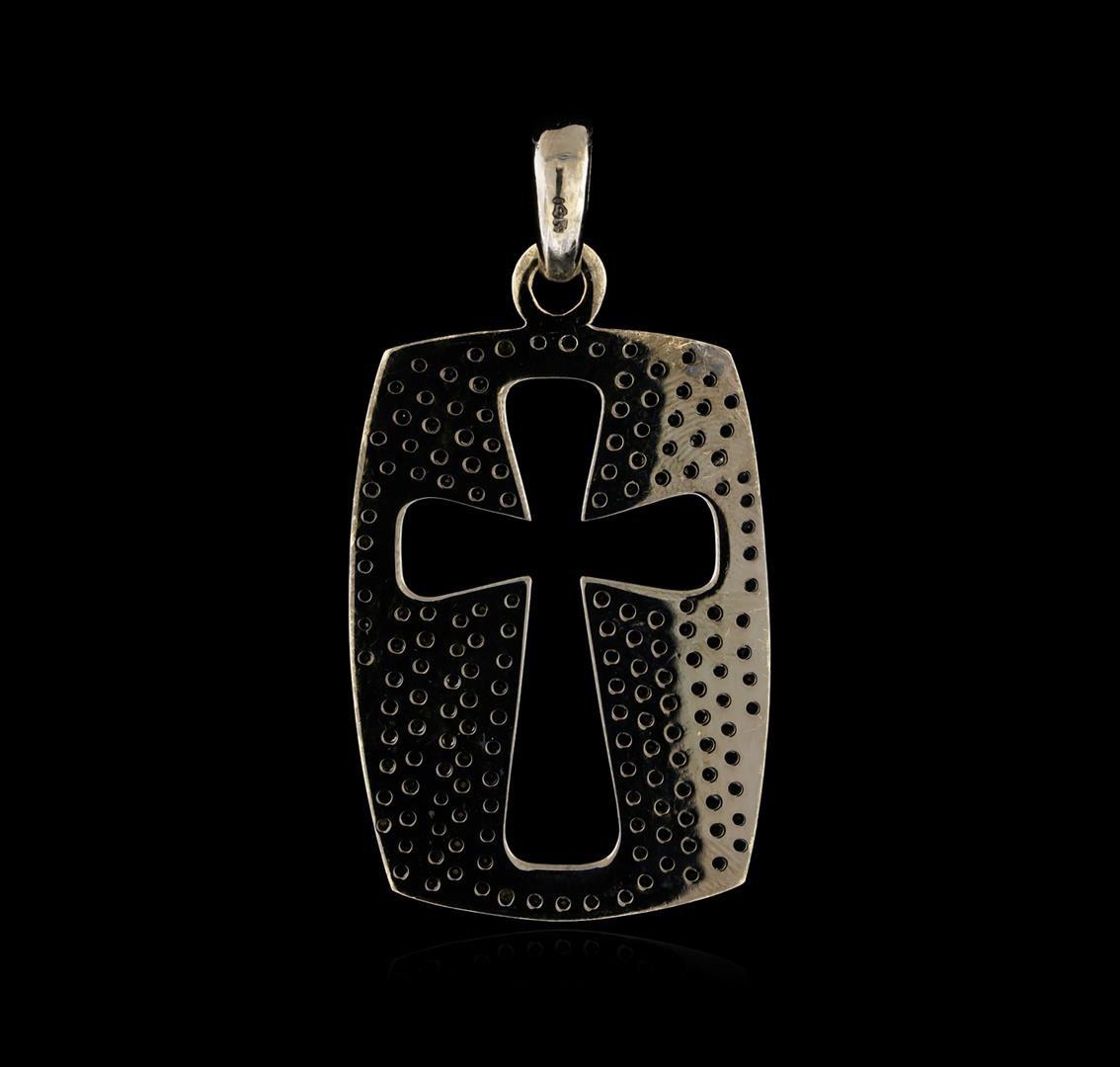 4.30 ctw Black Diamond Cross Pendant - 14KT White Gold