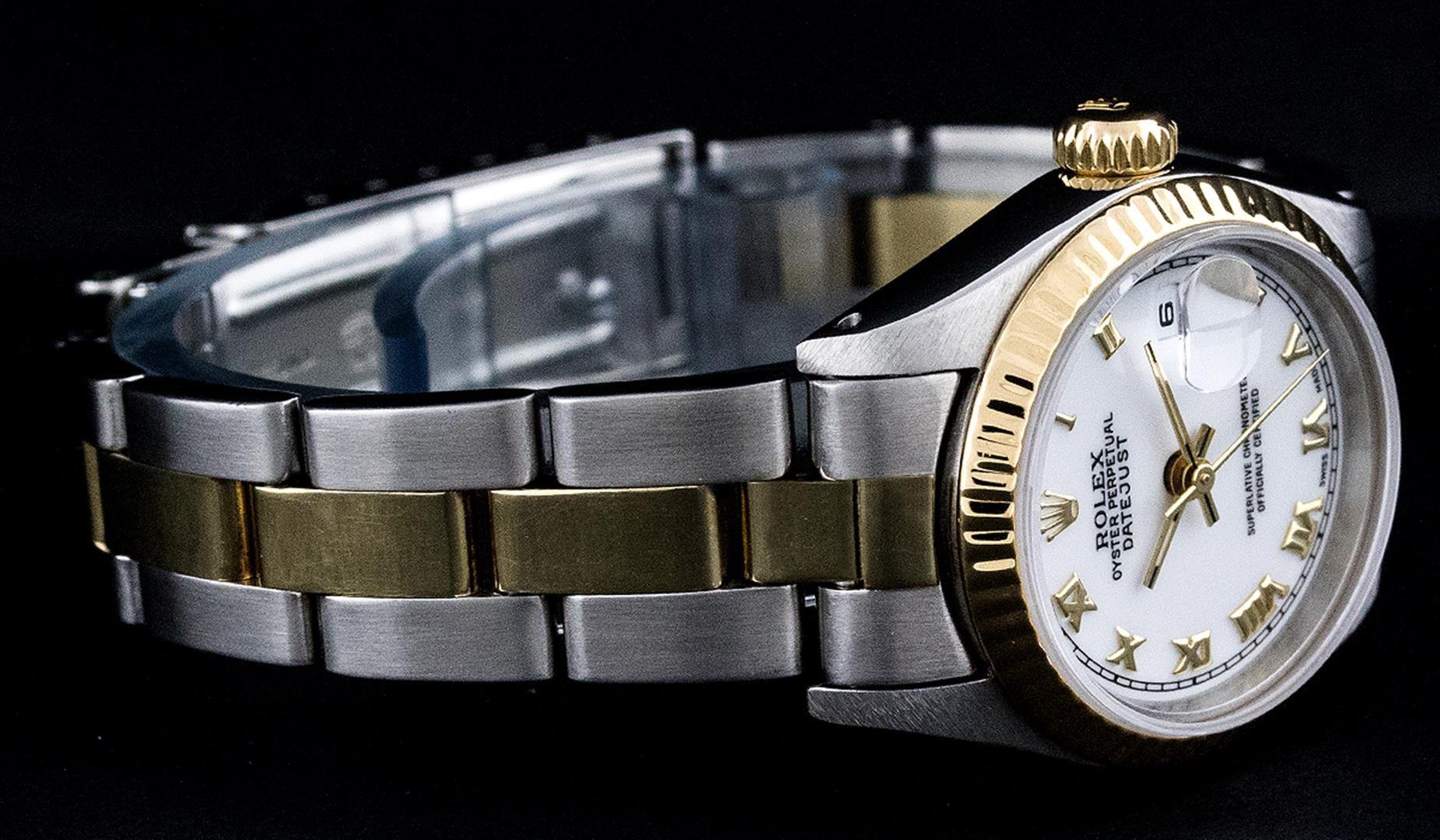 Rolex Two-Tone Mother Of Pearl Roman Oyster Band DateJust Ladies Watch