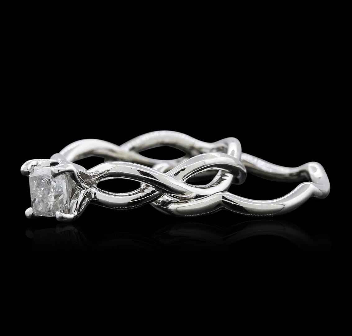 0.90 ctw Diamond Wedding Ring Set - 18KT White Gold
