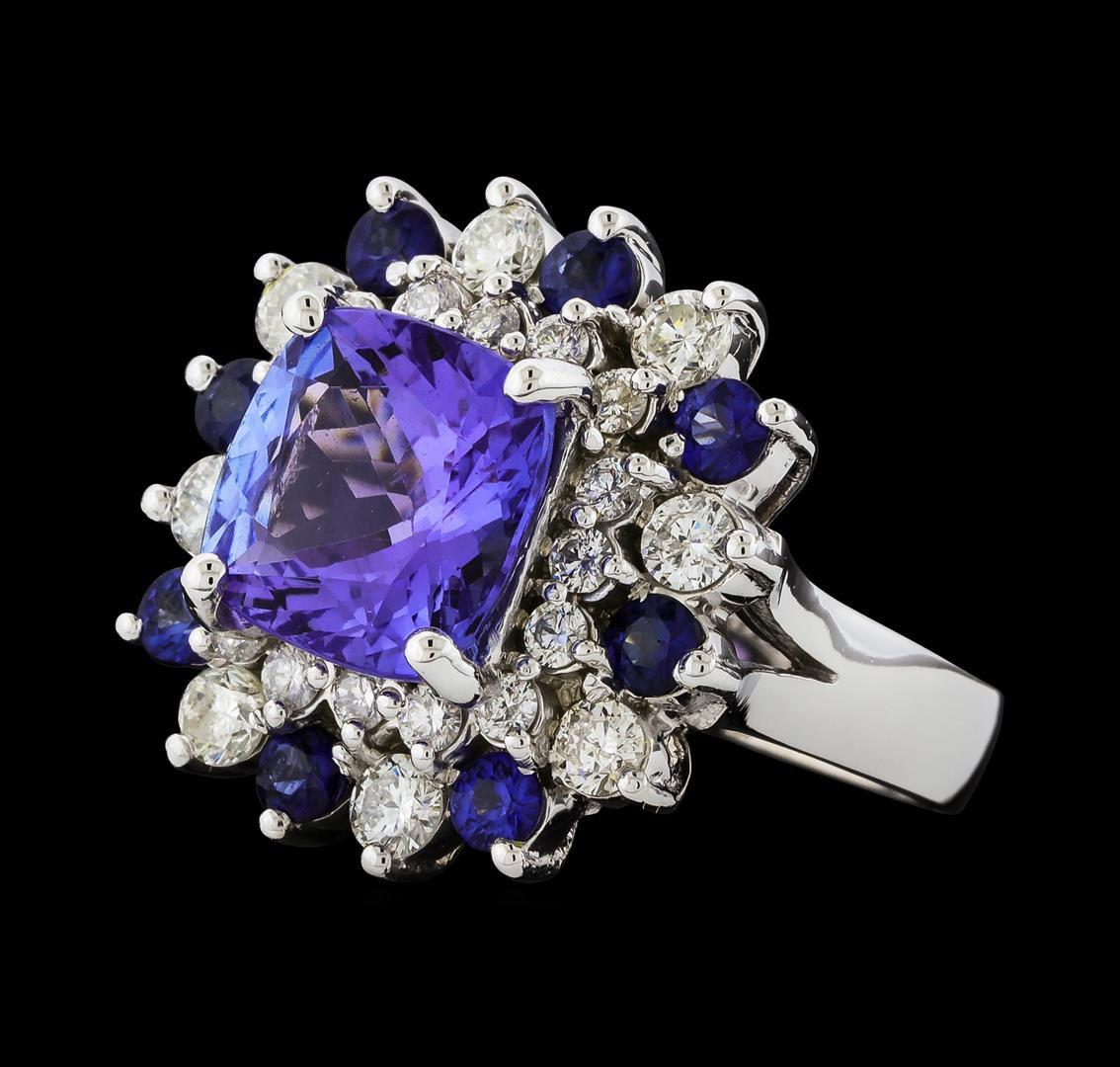 4.81 ctw Tanzanite and Diamond Ring - 14KT White Gold