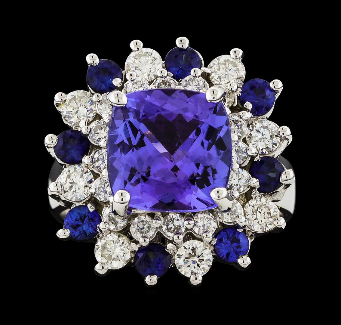 4.81 ctw Tanzanite and Diamond Ring - 14KT White Gold