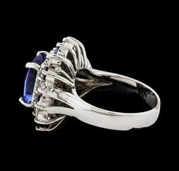 4.81 ctw Tanzanite and Diamond Ring - 14KT White Gold