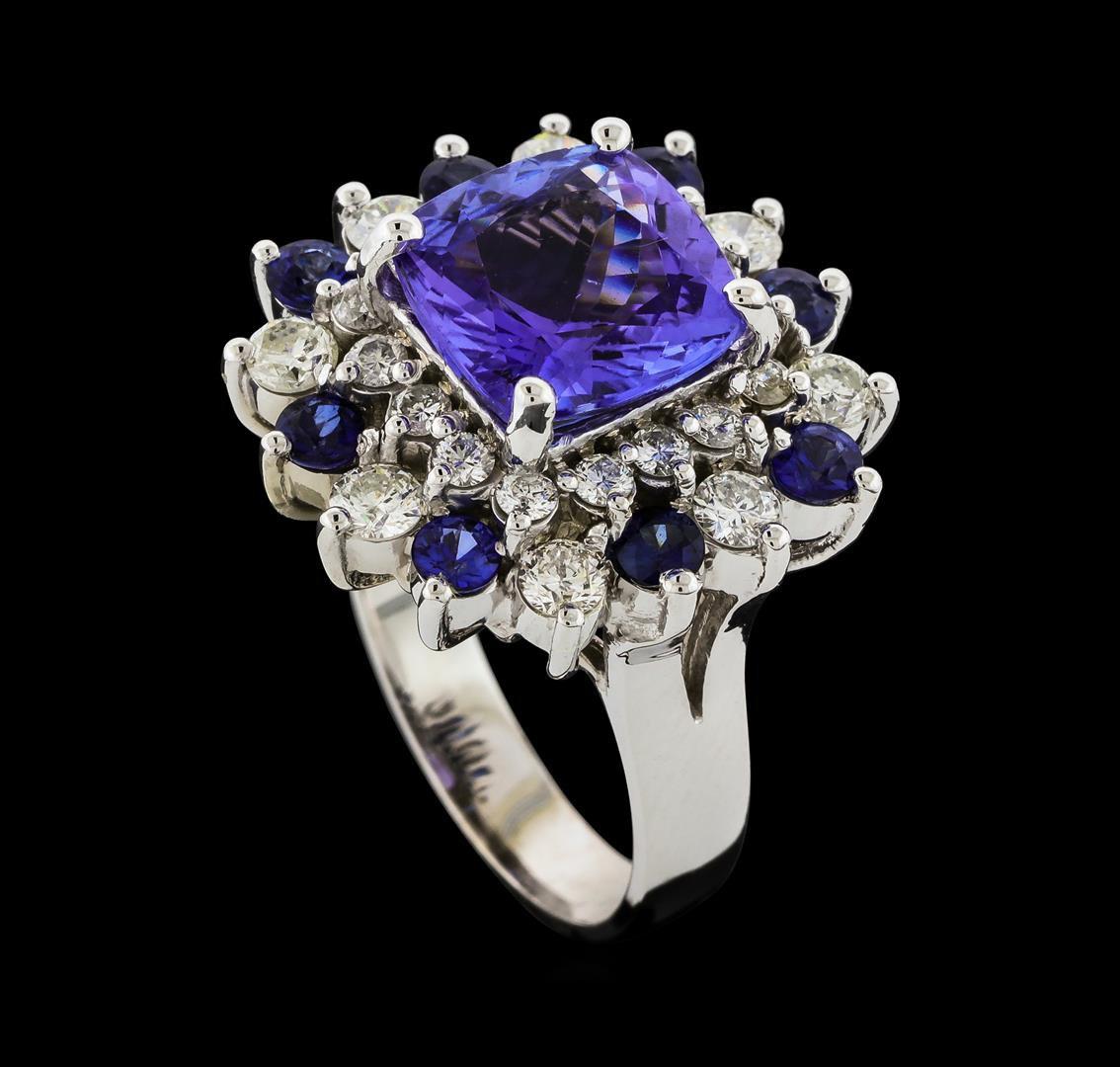 4.81 ctw Tanzanite and Diamond Ring - 14KT White Gold