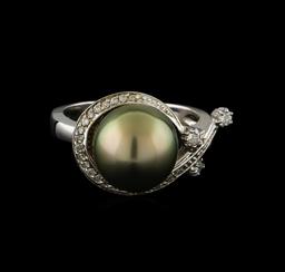 Pearl and Diamond Ring - 14KT White Gold