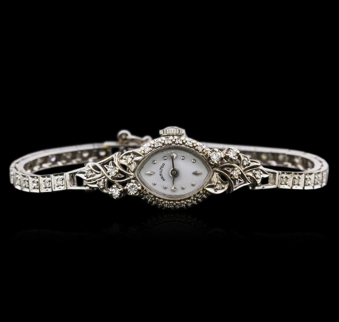 Hamilton 14KT White Gold Diamond Vintage Ladies Watch